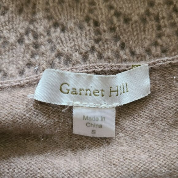 Garnet Hill 100% Cashmere Sweater Small Beige Tan Cowl Neck Textured Knit Sleeve - Picture 7 of 9